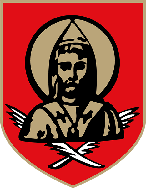 Das Wappen der Stadt Pérols zeigt den heiligen Sixtus.