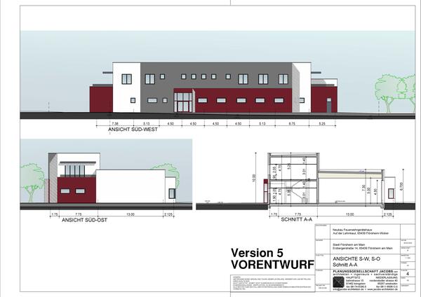 Vorentwurf Feuerwehrhaus Wicker