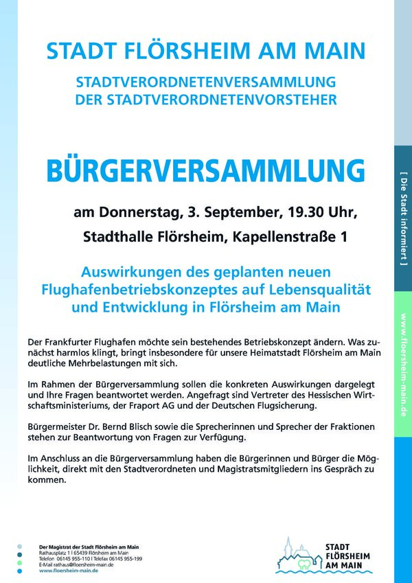 Plakat B�rgerversammlung zum Flughafen-Betriebskonzept 